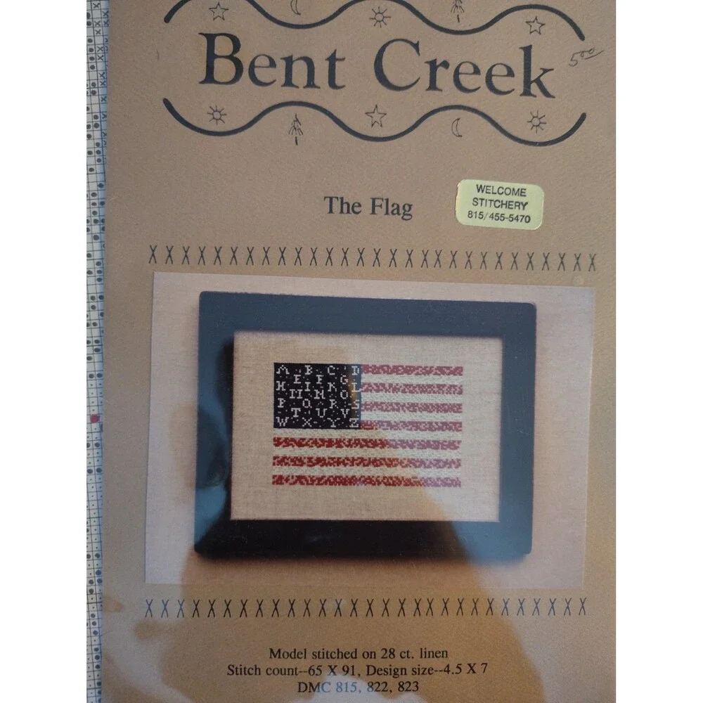 Bent Creek THE FLAG Cross Stitch Pattern Chartpack Primitive American Sampler